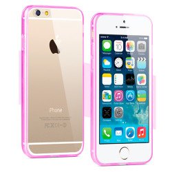 Apple iPhone 6 4.7 Crystal Clear Gummy Hybrid Case (Hot Pink)